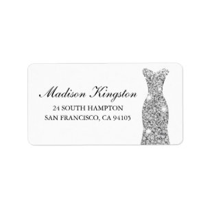 Diamonds Silver Dress Birthday Party Bridal Return Label