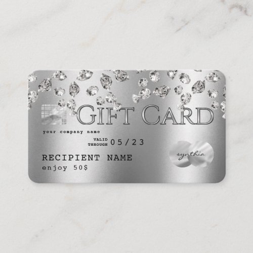 Diamonds Silver foil Credit Card gift card