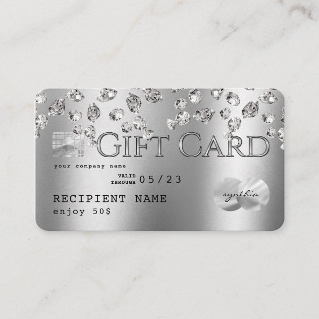 Diamonds Silver foil Credit Card gift card (Front)