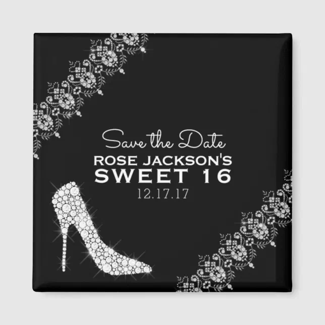 Elegant Black and Silver High Heel Shoe Magnets, Zazzle