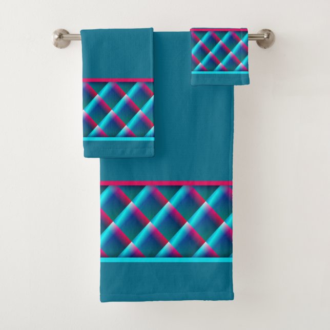 Diamonds Teal Bath Towel Set (Insitu)