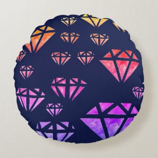 Diamonds Watercolor Art Round cushion