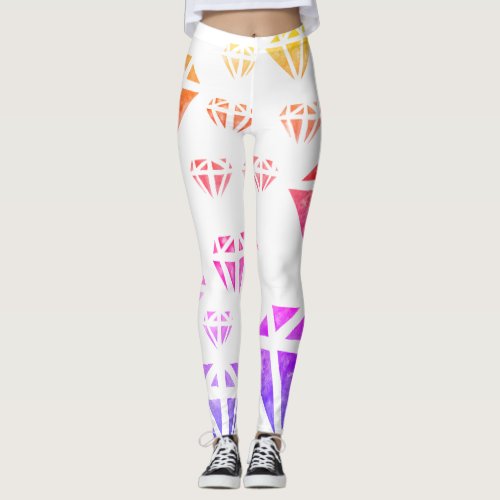 Diamonds Watercolor Art  Summer  Custom Leggings