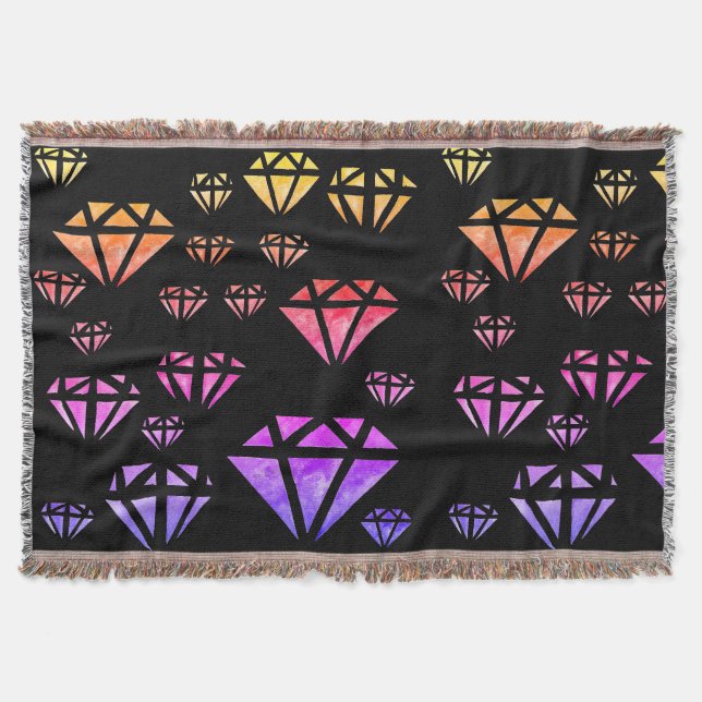 Diamonds Watercolor Pattern Throw Blanket (Front)