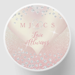 Diamonds Wedding Heart  Beige Mini Candle Favors