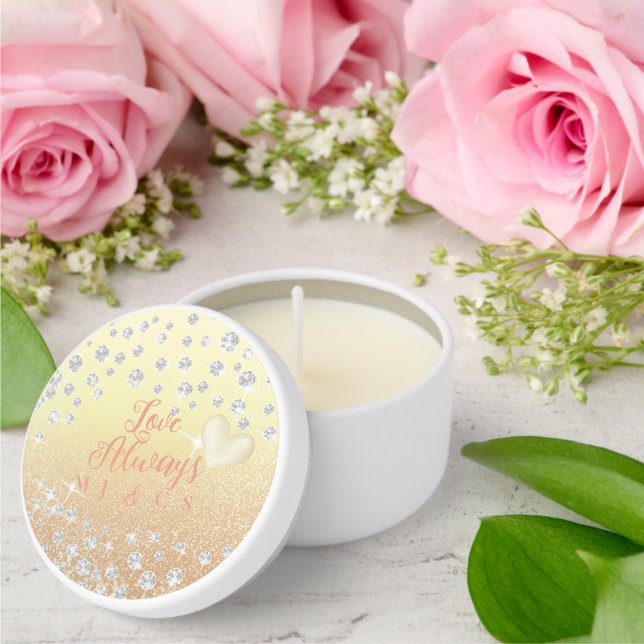Diamonds Wedding Heart Yellow  Mini Candle Favors (Insitu (Wedding))