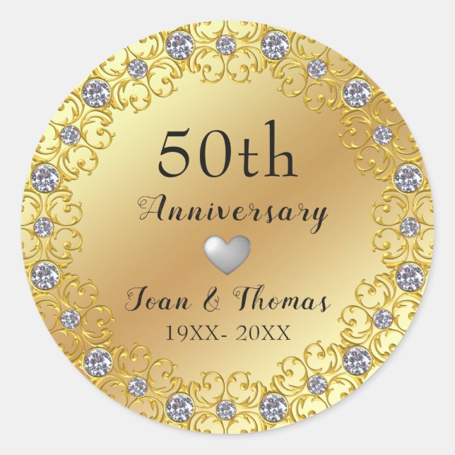 Diamonds Wreath And Silver Heart Classic Round Sticker (Front)