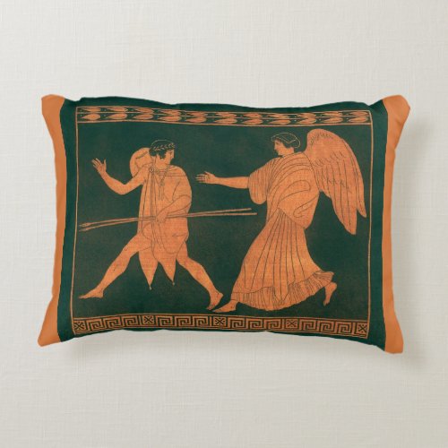 Diana and an Angel Vintage Roman Mythology Accent Pillow