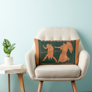 Diana and an Angel, Vintage Roman Mythology Lumbar Pillow