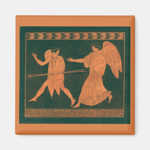 Diana and an Angel, Vintage Roman Mythology Magnet