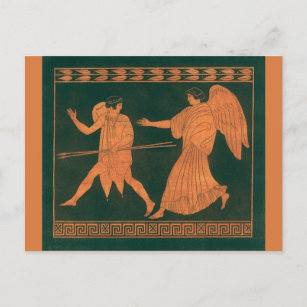 Diana and an Angel, Vintage Roman Mythology Postcard