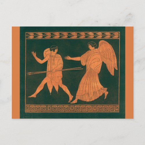 Diana and an Angel Vintage Roman Mythology Postcard