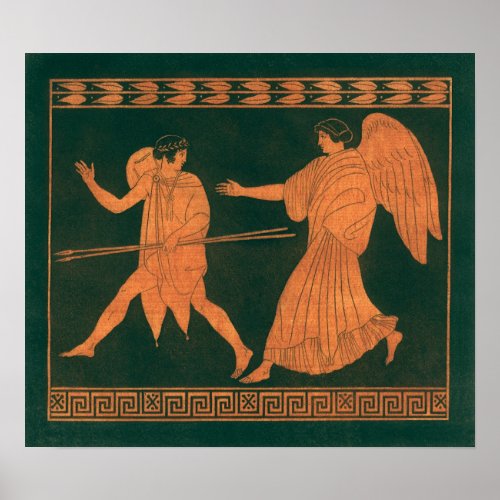 Diana and an Angel Vintage Roman Mythology Poster