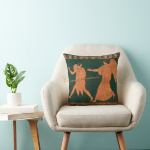 Diana and an Angel, Vintage Roman Mythology Throw Pillow