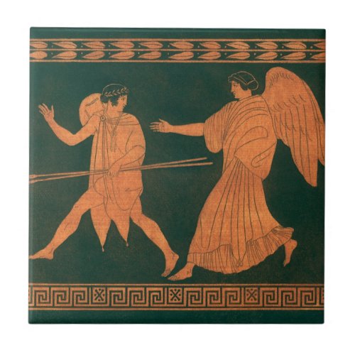 Diana and an Angel Vintage Roman Mythology Tile