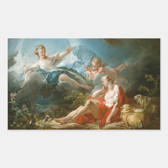 Diana and Endymion By Jean-Honoré Fragonard Rectangular Sticker (Front)