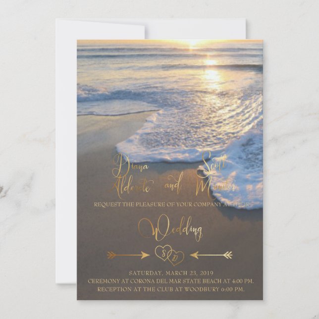 Diana and Scott Draft, Gold Text Invitation (Front)