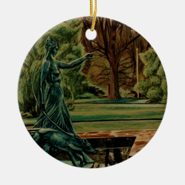 Diana Artemis Sculpture In Gardens Ceramic Ornament (Front)