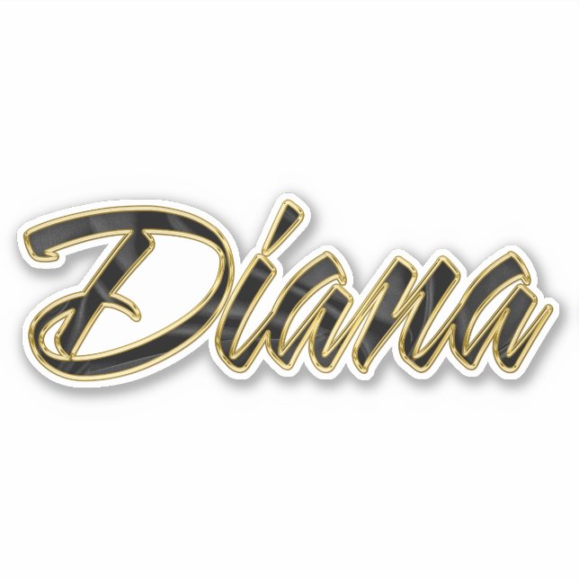 Diana black gold lettering decal sticker (Front)