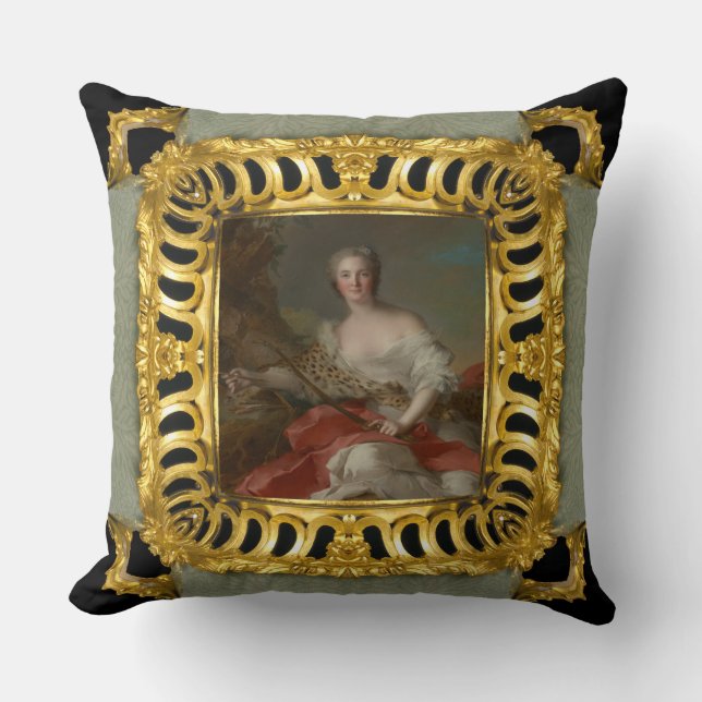 Diana Elegant Girly Baroque Throw Pillow (Front)