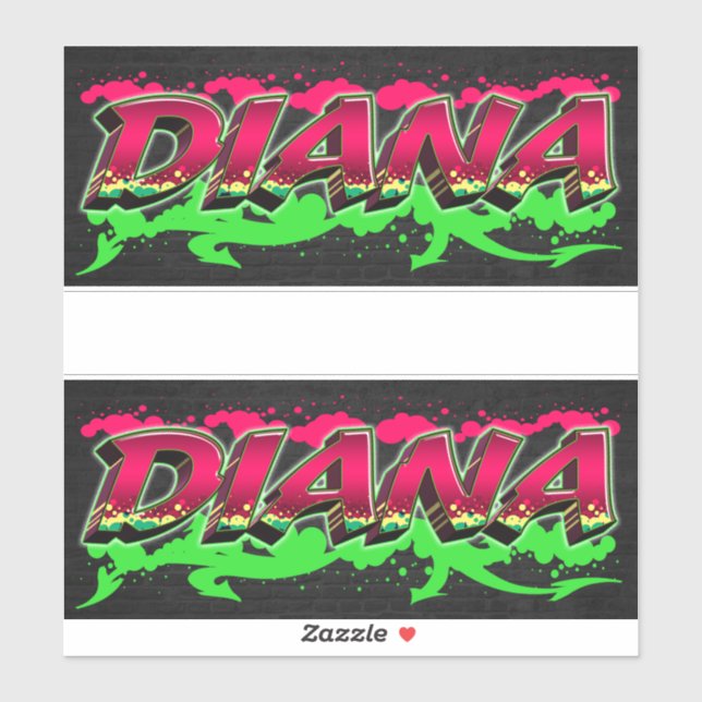 Diana First Name Graffiti Sticker (Sheet)