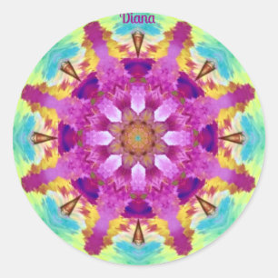 DIANA ~ KALEIDOSCOPE BRIGHT ABSTRACT ~ CLASSIC ROUND STICKER