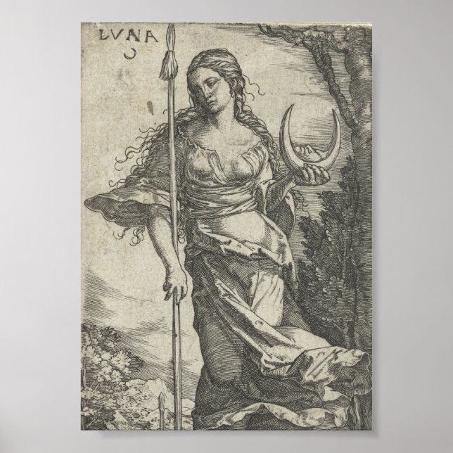 Diana Luna Vintage Illustration Poster (Front)