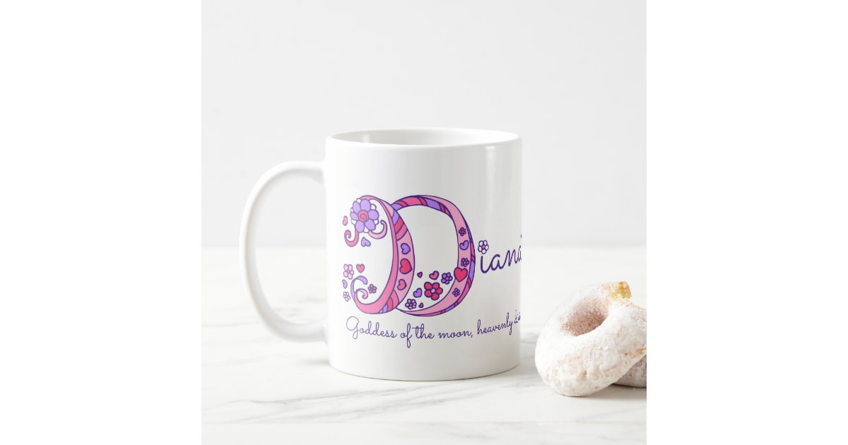 Diana name meaning personalized D monogram mug