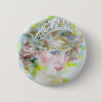 diana,princess of wales - watercolor portrait.3 button