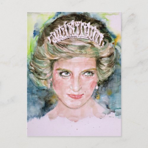 DIANA _ PRINCESS OF WALES _ watercolor portrait3 Postcard