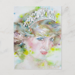 diana,princess of wales - watercolor portrait.3 postcard