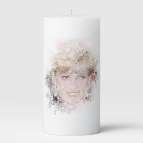 Diana The Peoples Princess Watercolor Gift Pillar Candle