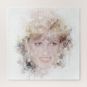 Diana The People's Princess Watercolor Portrait Jigsaw Puzzle