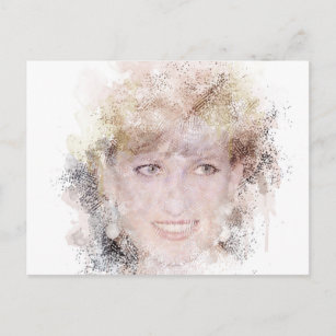 Diana The People's Princess Watercolor Portrait Postcard