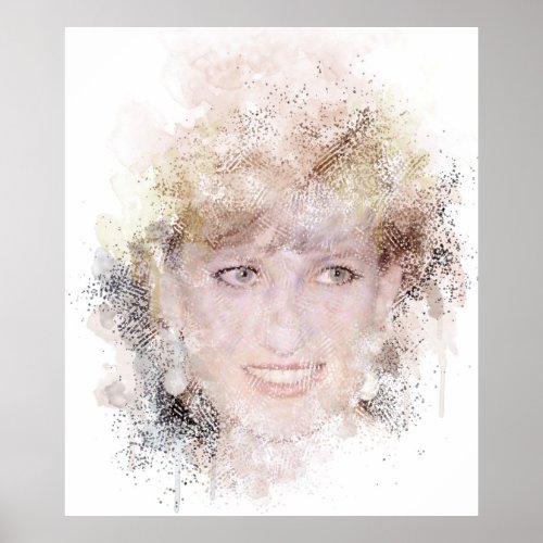 Diana The Peoples Princess Watercolor Portrait Poster