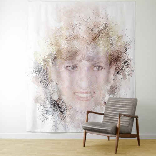 Diana The Peoples Princess Watercolor Portrait Tapestry