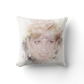 Diana The People's Princess Watercolor Portrait Throw Pillow