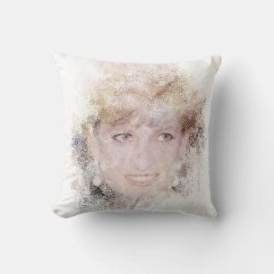Diana The People's Princess Watercolor Portrait Throw Pillow