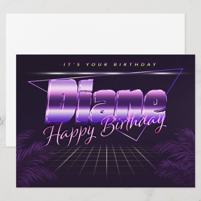 Diane Name First Name pura retro card Birthday (Front/Back)