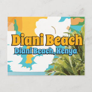 Diani Beach Kenya vintage travel poster. Postcard