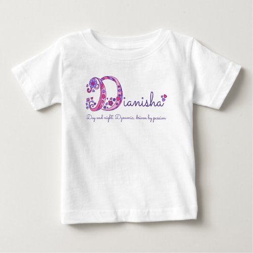 Dianisha letter D art name meaning pink purple Baby T_Shirt