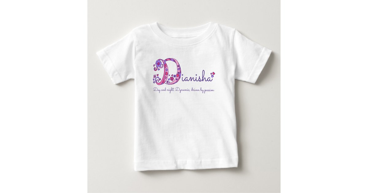 Dianisha Letter D Art Name Meaning Pink Purple Baby T Shirt Zazzle Com