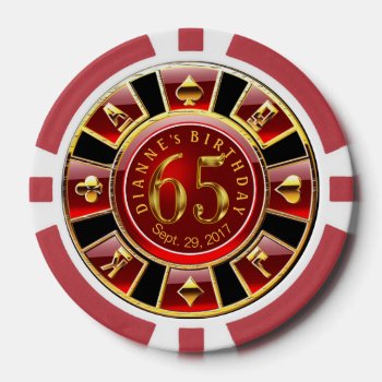 Dianne 65th Birthday Vegas Casino Chip-red Poker Chips by glamprettyweddings at Zazzle