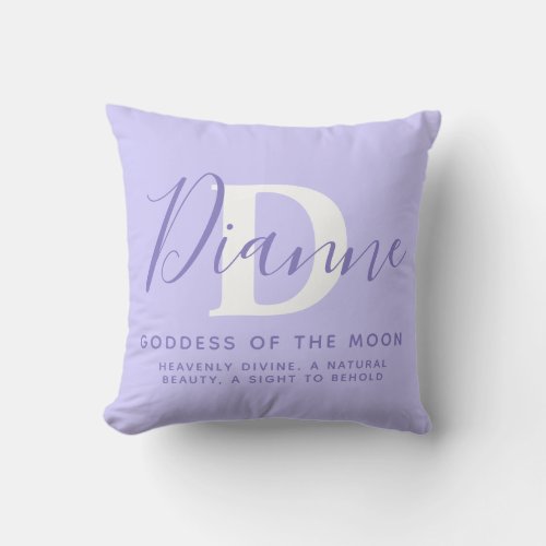 Dianne text blue purple name meaning  throw pillow
