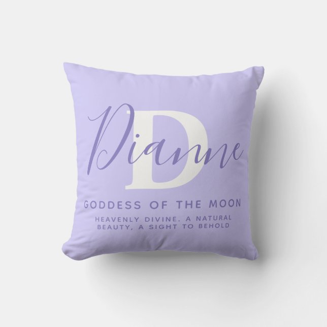 Dianne text blue purple name meaning  throw pillow (Front)