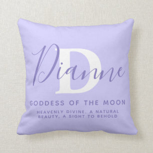 Dianne text blue purple name meaning throw pillow