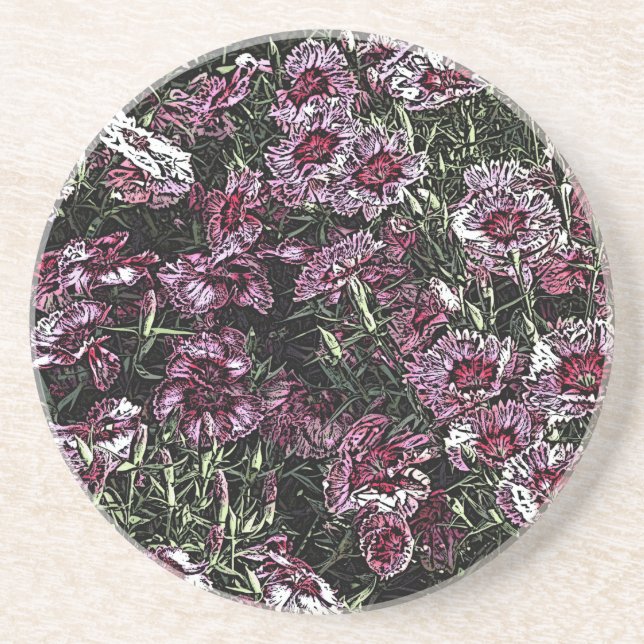 DIANTHUS FLOWERS DRINK COASTER (Front)