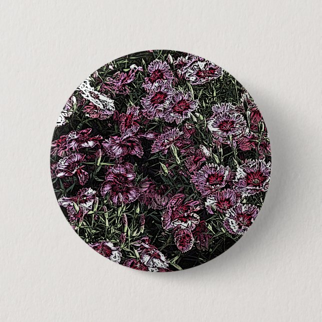 DIANTHUS FLOWERS PINBACK BUTTON (Front)