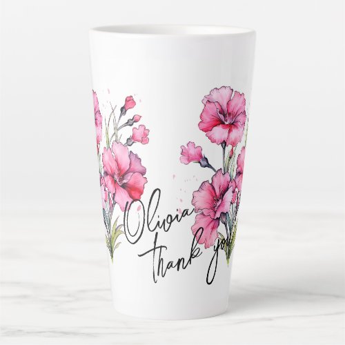 Dianthus Thank you Editable Slogan  Name Latte Mug