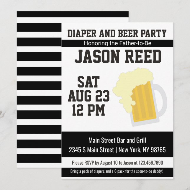 Diaper and Beer Baby Shower Invitation (Front/Back)